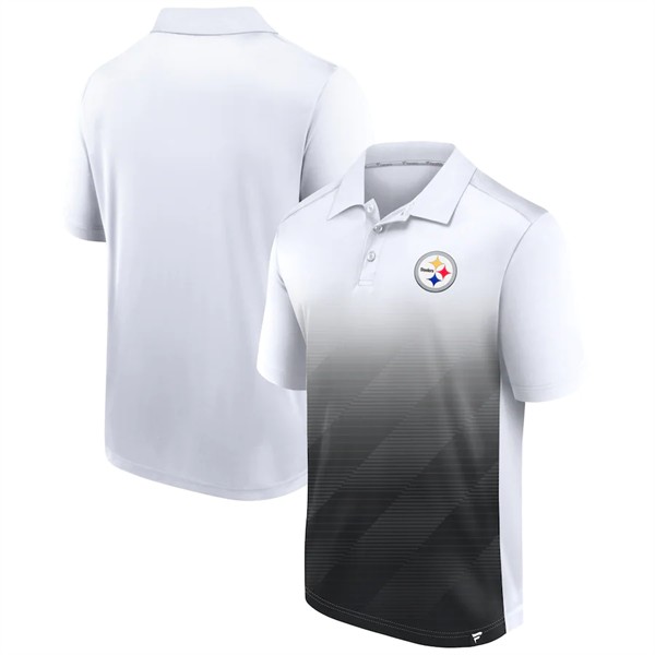 Men's Pittsburgh Steelers White/Black Iconic Parameter Sublimated Polo
